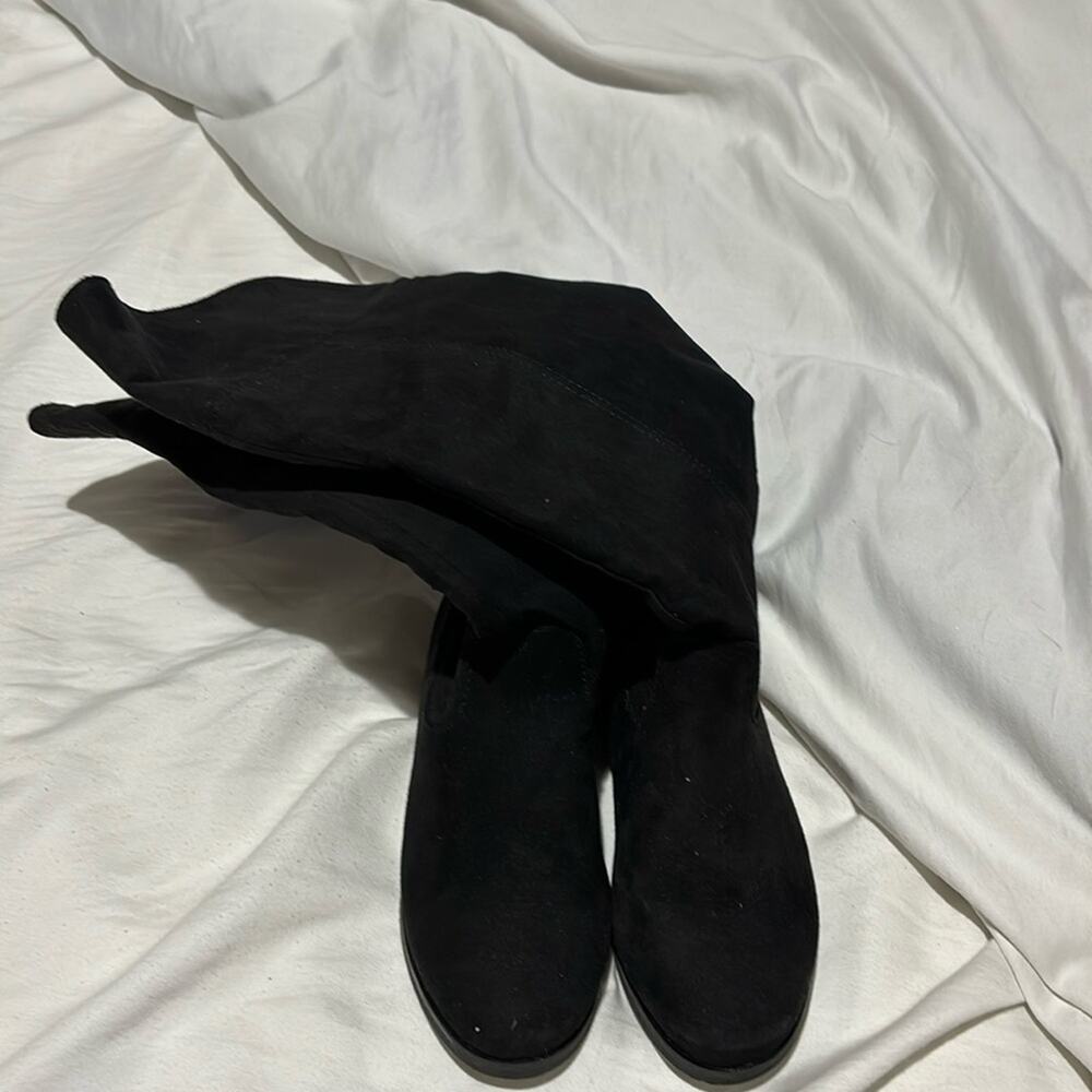Childrens place 1 black tall microfiber flat boot side zipper entry euc